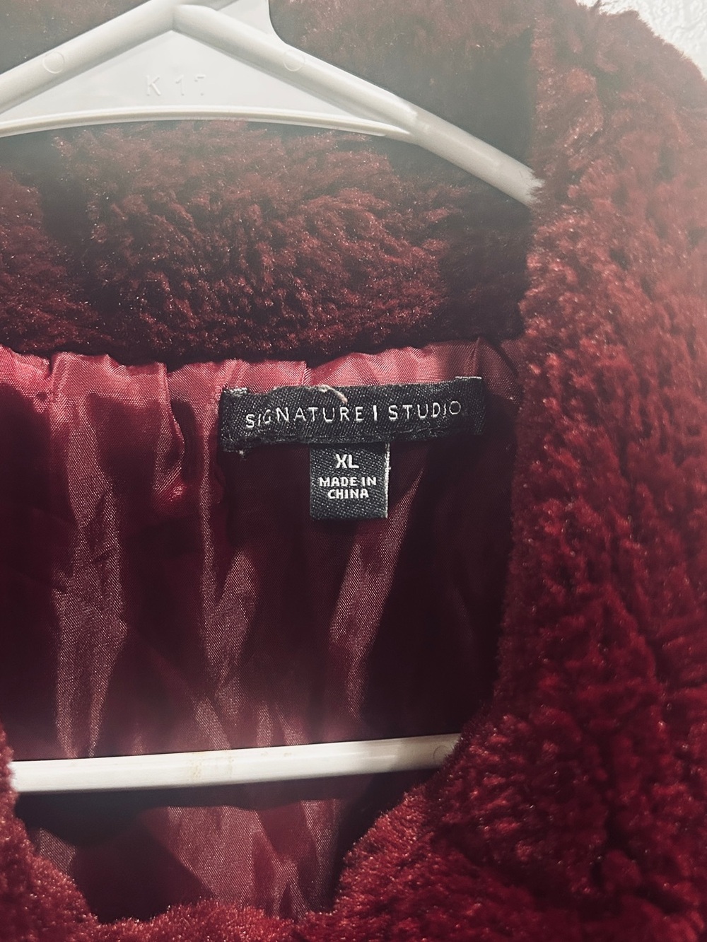 Signature Studio Wine Faux Fur Teddy Jacket - Picture 3 of 10
